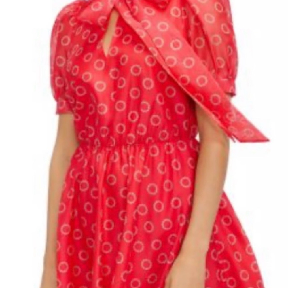 Ted Baker Bright Red Circle-Print Mini Dress